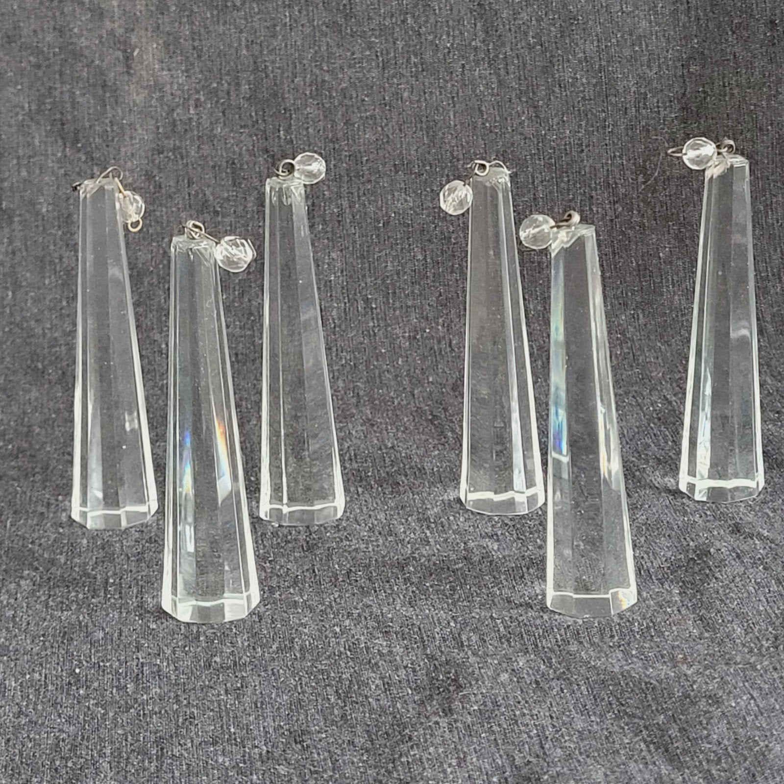 6 grote pegels pinakels diamant onderdelen kroonluchter, Huis en Inrichting, Ophalen of Verzenden, Gebruikt, Glas