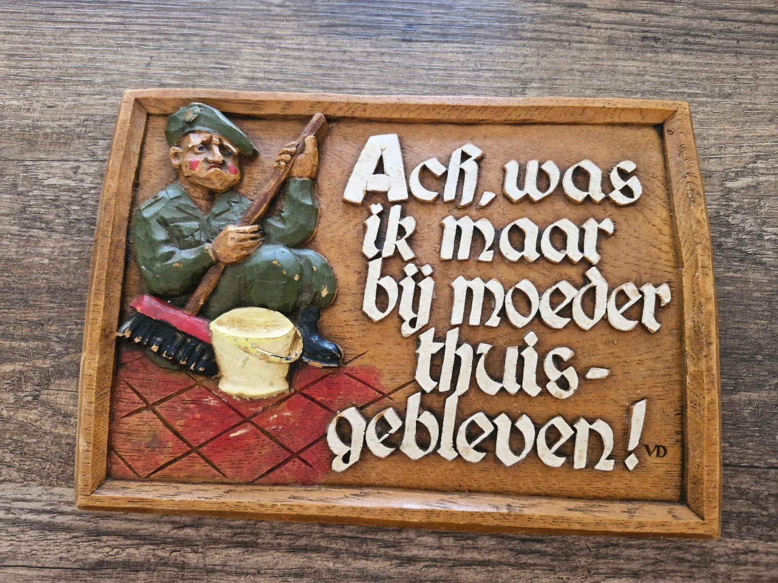 Retro Arboranda spreuk wandhanger- militaria., Ophalen of Verzenden