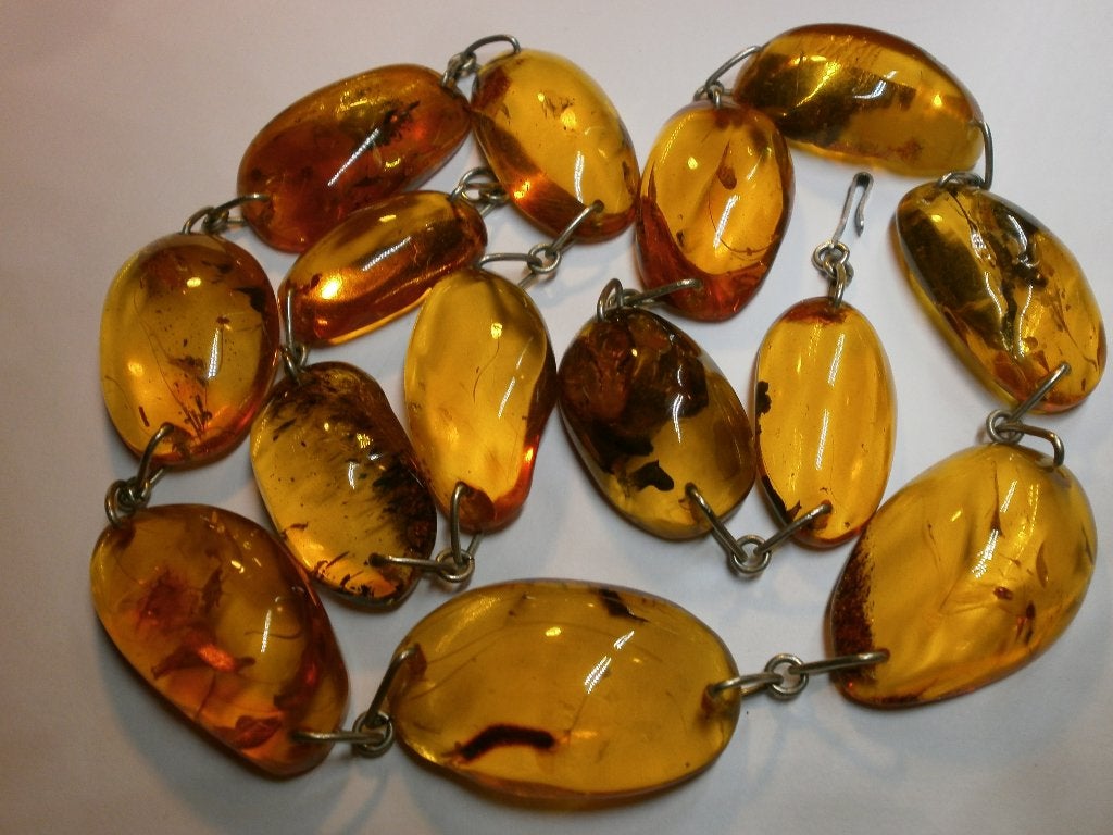 Barnsteen amber ketting collier vintage zeldzaam 61 cm, Ophalen, Overige materialen, Ketting
