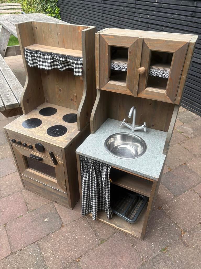 Complete houten kinder speelkeuken set incl. kookgerei, Ophalen, Gebruikt