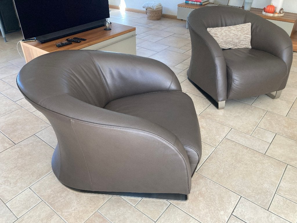 2 leren design-fauteuils, Ophalen