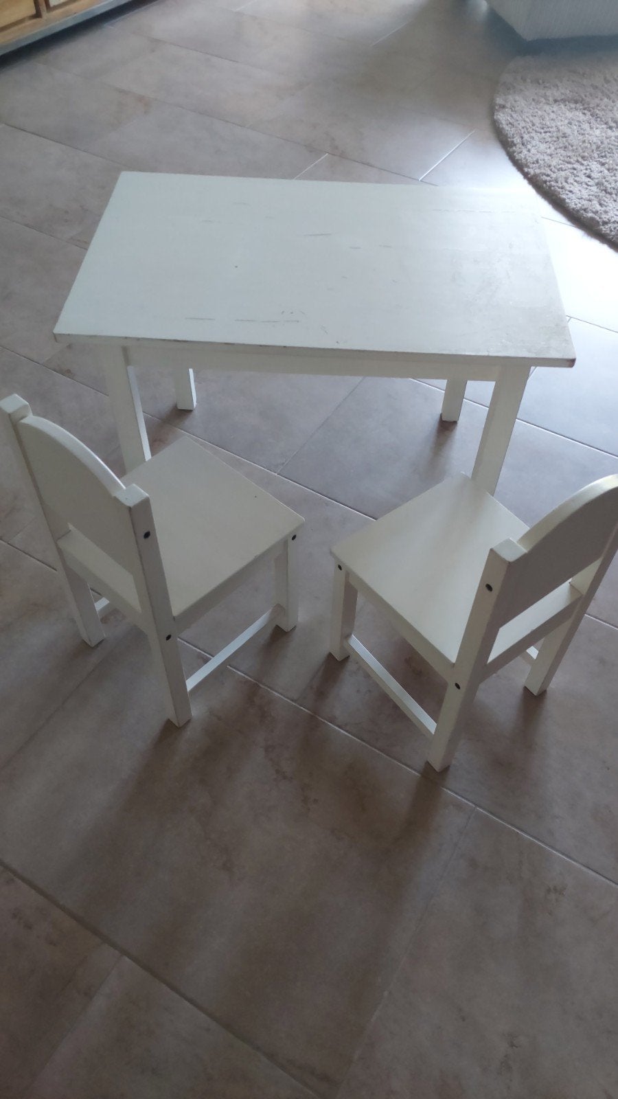 kleuter/peutertafeltje en 2 stoeltjes  , hout, ikea, Kinderen en Baby's, Kinderkamer | Tafels en Stoelen, Ophalen, Gebruikt, Stoel(en)