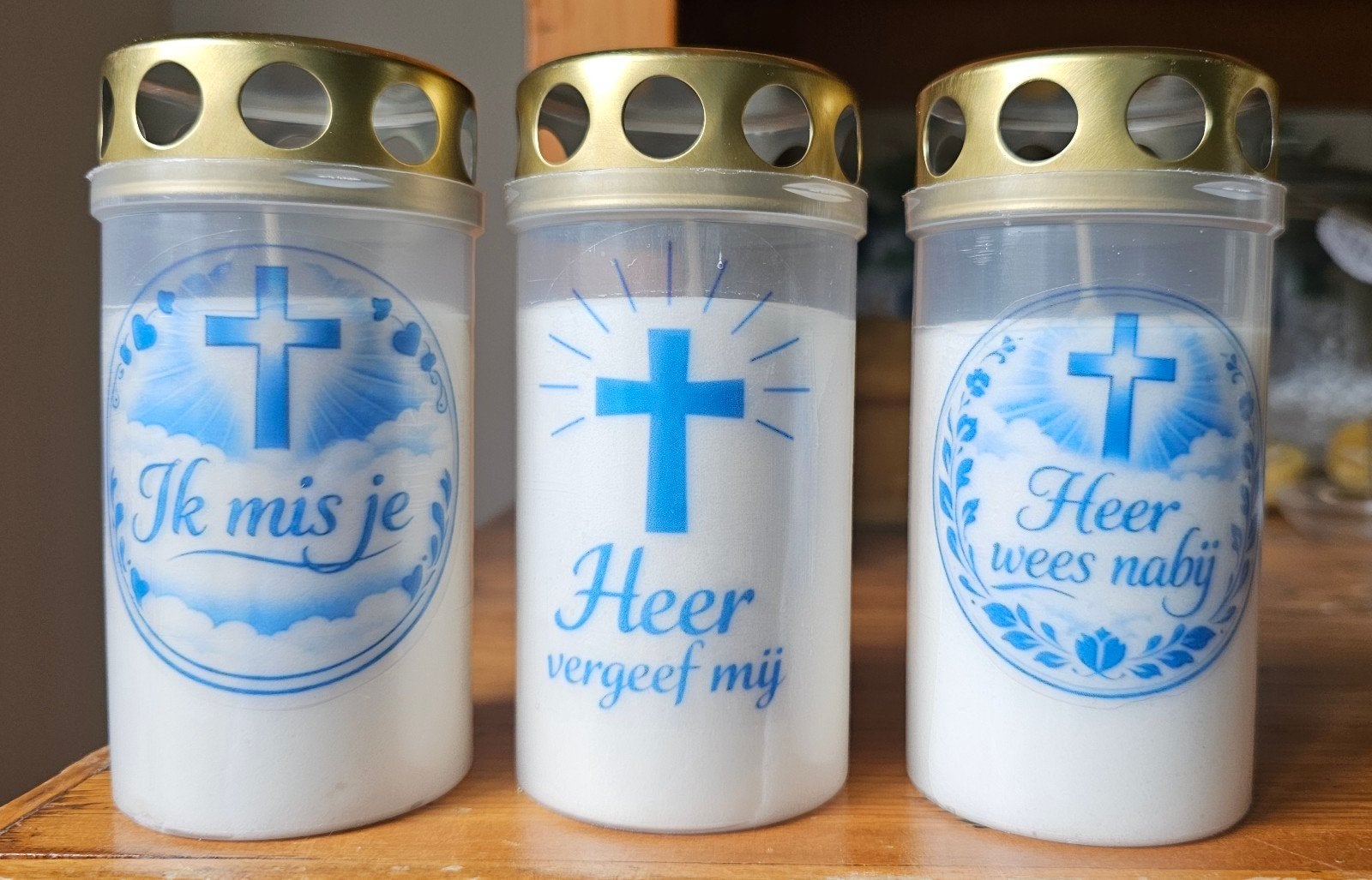 Herdenkingskaarsje graflicht christelijk, Hetkaarsatelier@outlook.com, Wit, Ophalen of Verzenden, Kaataheuvel