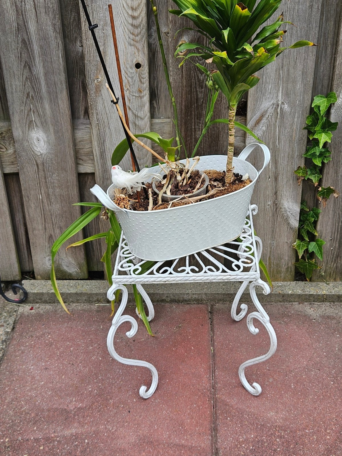 Smeedijzeren Bijzet/Plantentafel gratis plant, Huis en Inrichting, Tafels | Bijzettafels, Minder dan 45 cm, Minder dan 55 cm, Metaal of Aluminium