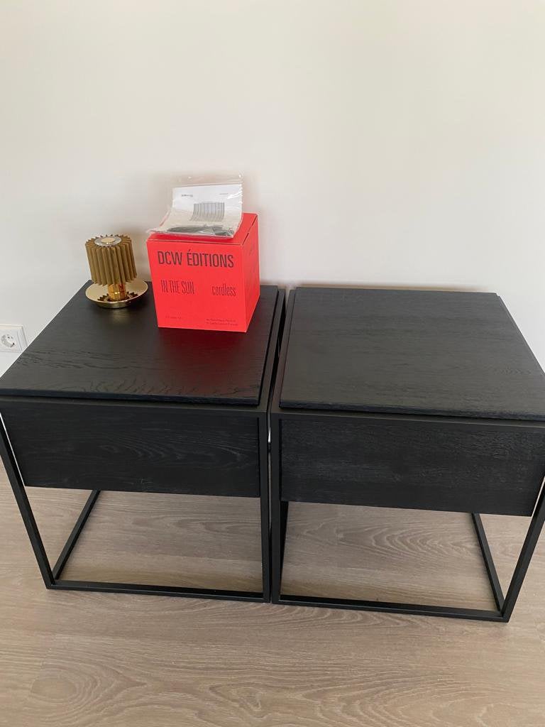 Ethnicraft Monolit Nachtkastjes x2 zgan, Minder dan 45 cm, Ophalen of Verzenden, Zo goed als nieuw, Minder dan 55 cm