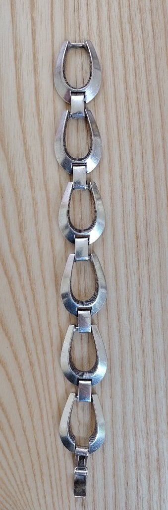 Dames armband verzilverd 6 schakels vintage, Ophalen of Verzenden, Gebruikt, Zilver, Staal