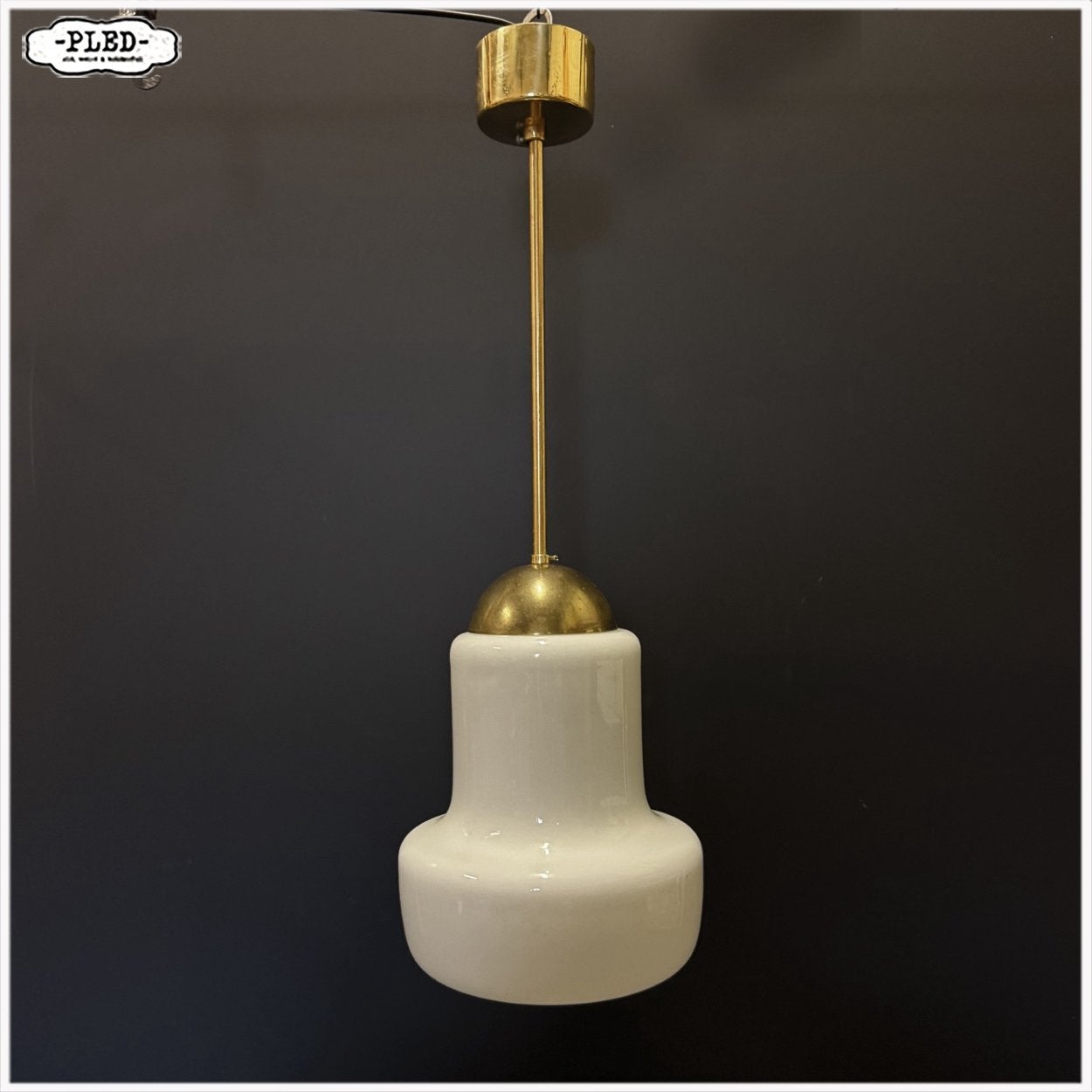 Vintage opaline Lamp Hanglamp Pendellamp, Ophalen, Vintage Midcentury Boho Japandi, Gebruikt, E27 (groot)
