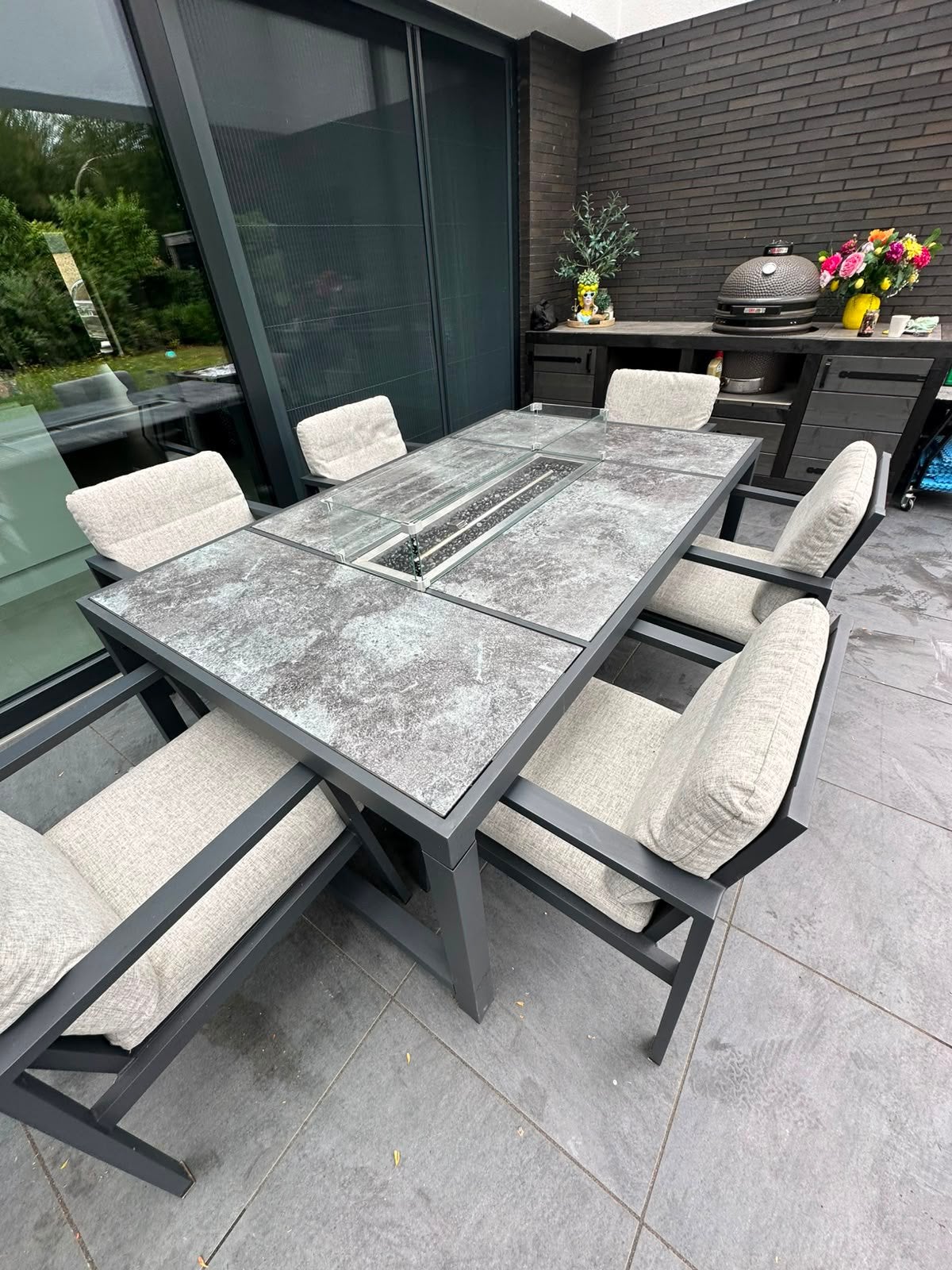 Nette luxe tuinset(met vuurtafel), Tuin en Terras, Tuinsets en Loungesets, Ophalen, Eettafel, Artelia, 6 zitplaatsen