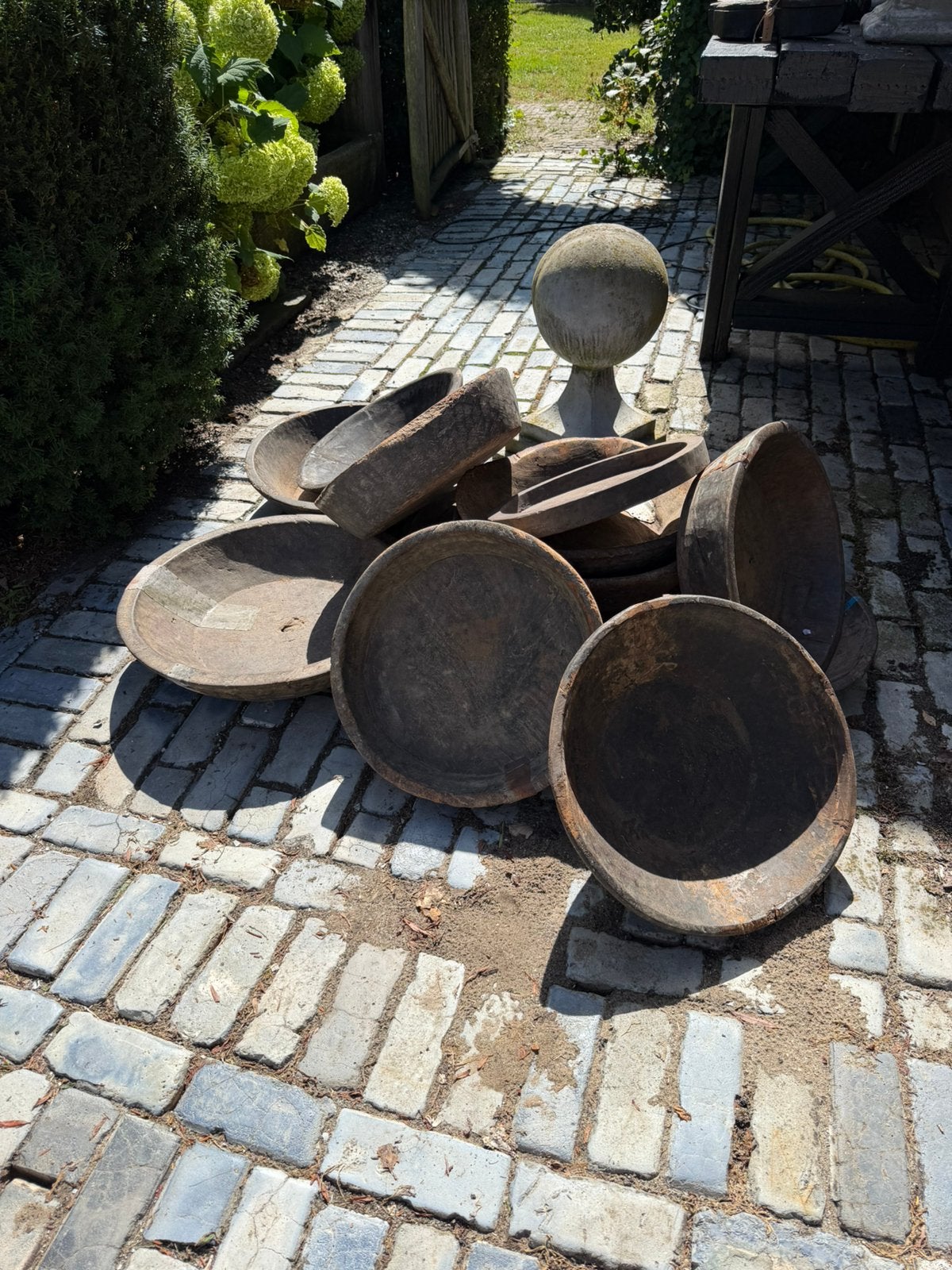 12 houten schalen lampenkappen Houten accessoires, Ophalen, Zo goed als nieuw