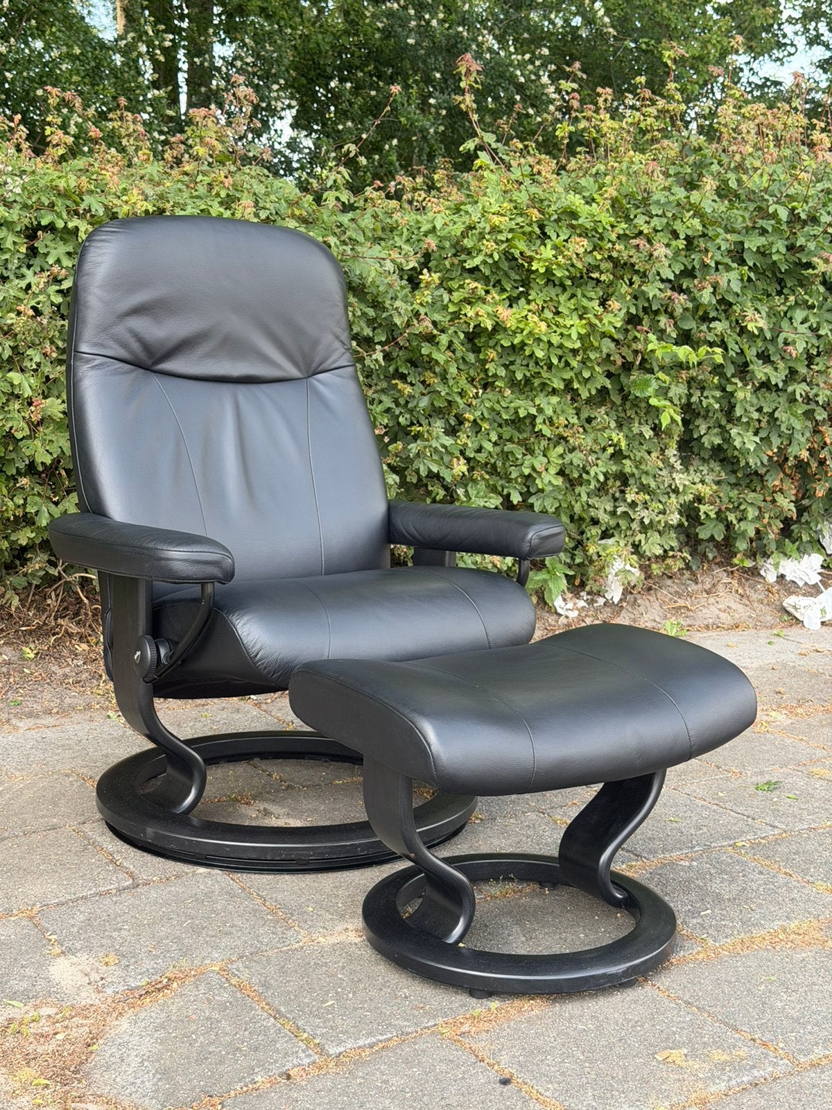 Stressless relax fauteuil met voetenbank, Ophalen, Zo goed als nieuw, Minder dan 75 cm, 50 tot 75 cm