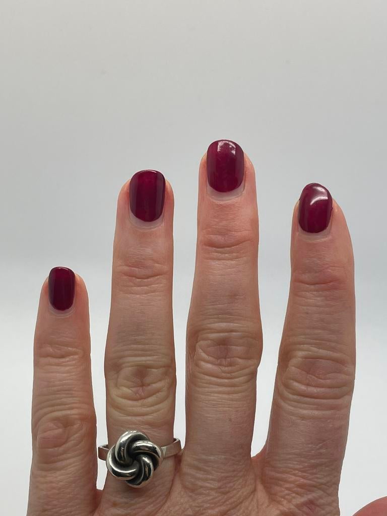 D568 Prachtige zilveren modernist ring (verstelbaar), Ophalen of Verzenden, Zilver, Ring