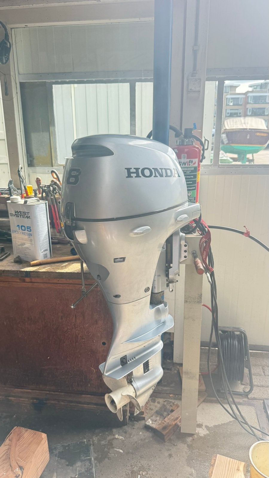 Honda 8pk 4-takt buitenboordmotor met elektrische start, Ophalen, Gebruikt, 5 tot 10 pk, Elektrische start