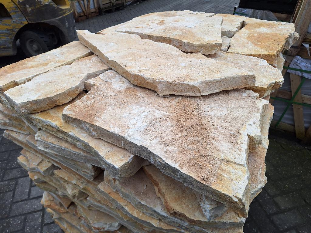 flagstones Balkan Yellow Mediterrane 4-5 cm dik, Nieuw, Ophalen of Verzenden, Terrastegels, Natuursteen