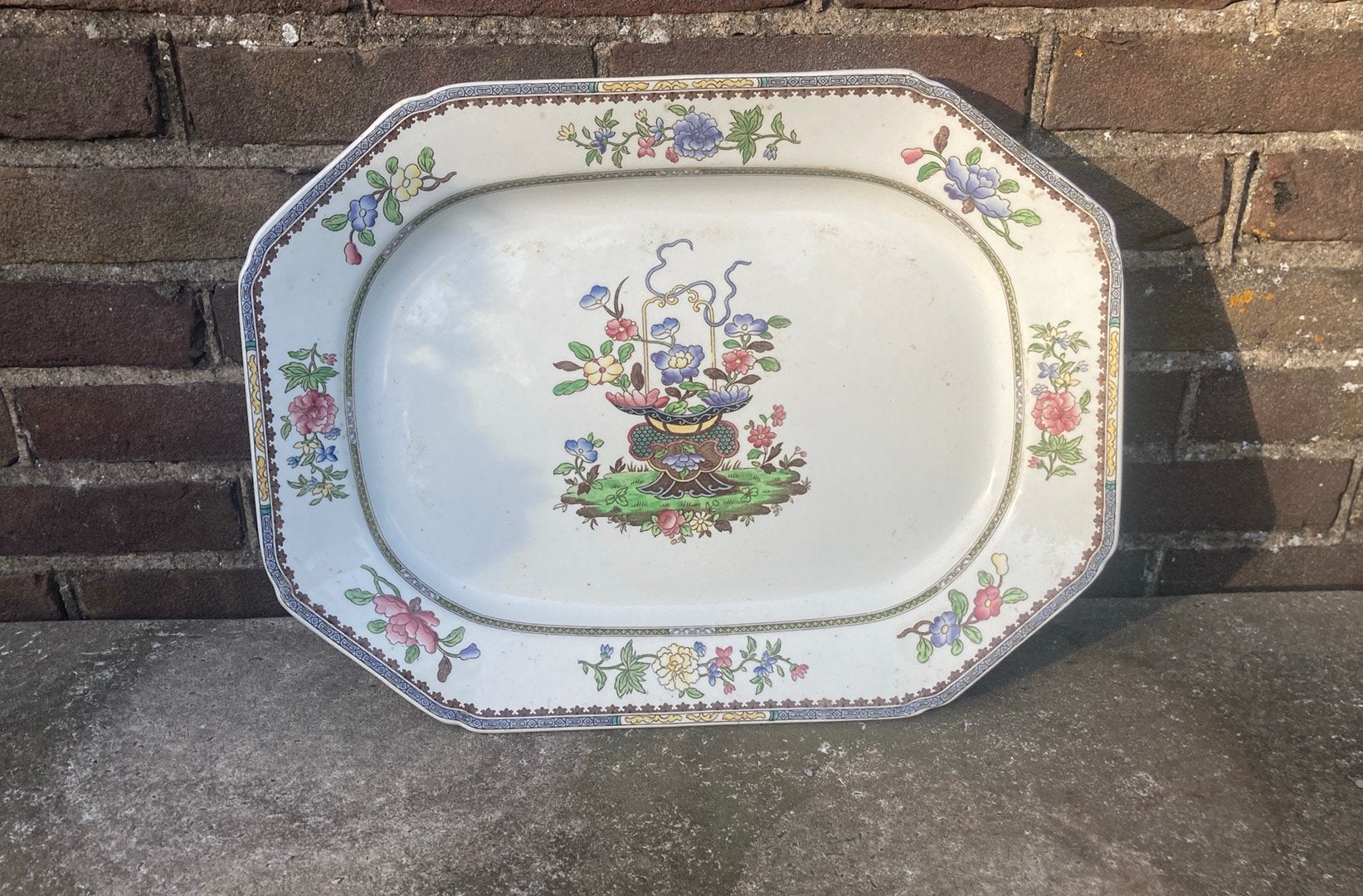 Antieke grote Spode serveerschaal, Antiek en Kunst, Ophalen of Verzenden