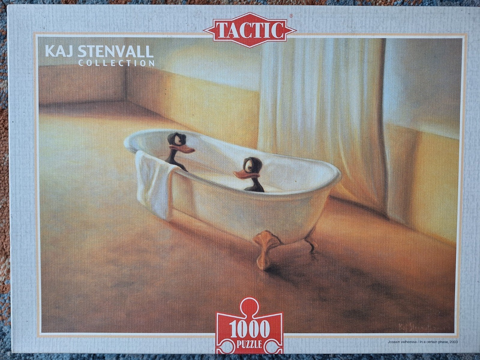 Puzzel,  Eenden in bad. Kaj Stenvall.  1000 stukjes., Ophalen of Verzenden, 500 t/m 1500 stukjes, Zo goed als nieuw, Legpuzzel