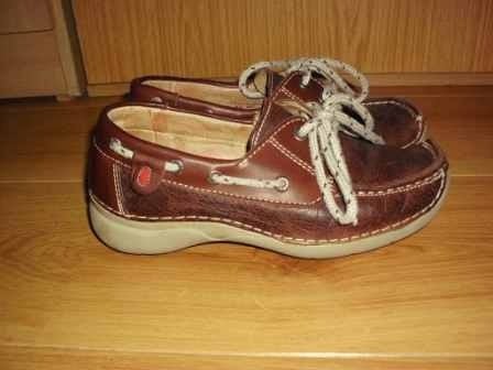 Wolky mt.37 bootschoenen bruin leer en rubber zool, Wolky, Bruin, Ophalen of Verzenden, Sneakers of Gympen