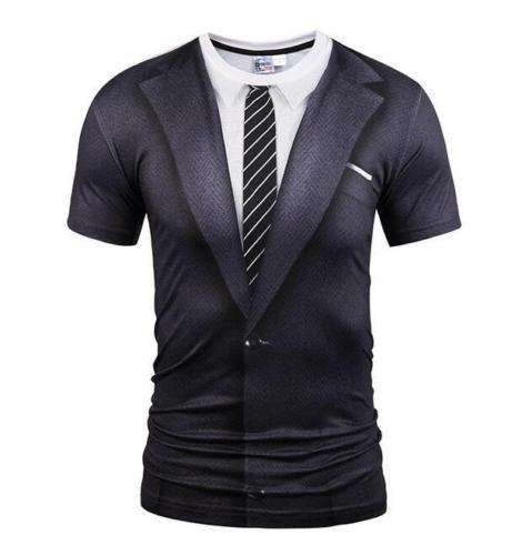 Heren smoking t-shirt (colbert stropdas shirt 3d shirt), Kleding | Heren, T-shirts, Verzenden, Nieuw, Overige maten, Zwart