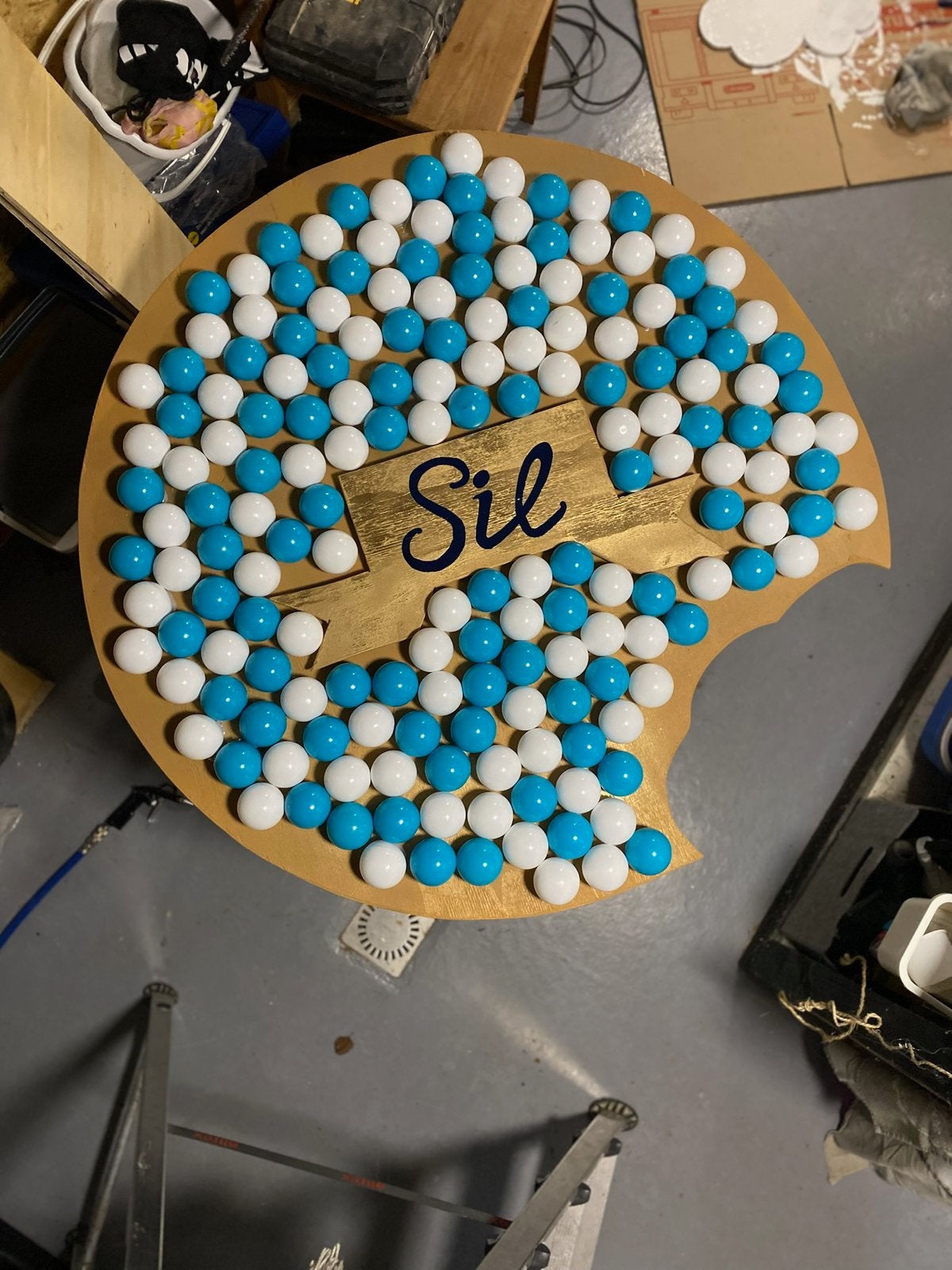 Geboortebord jongen beschuit met muisjes, Ophalen, Zo goed als nieuw