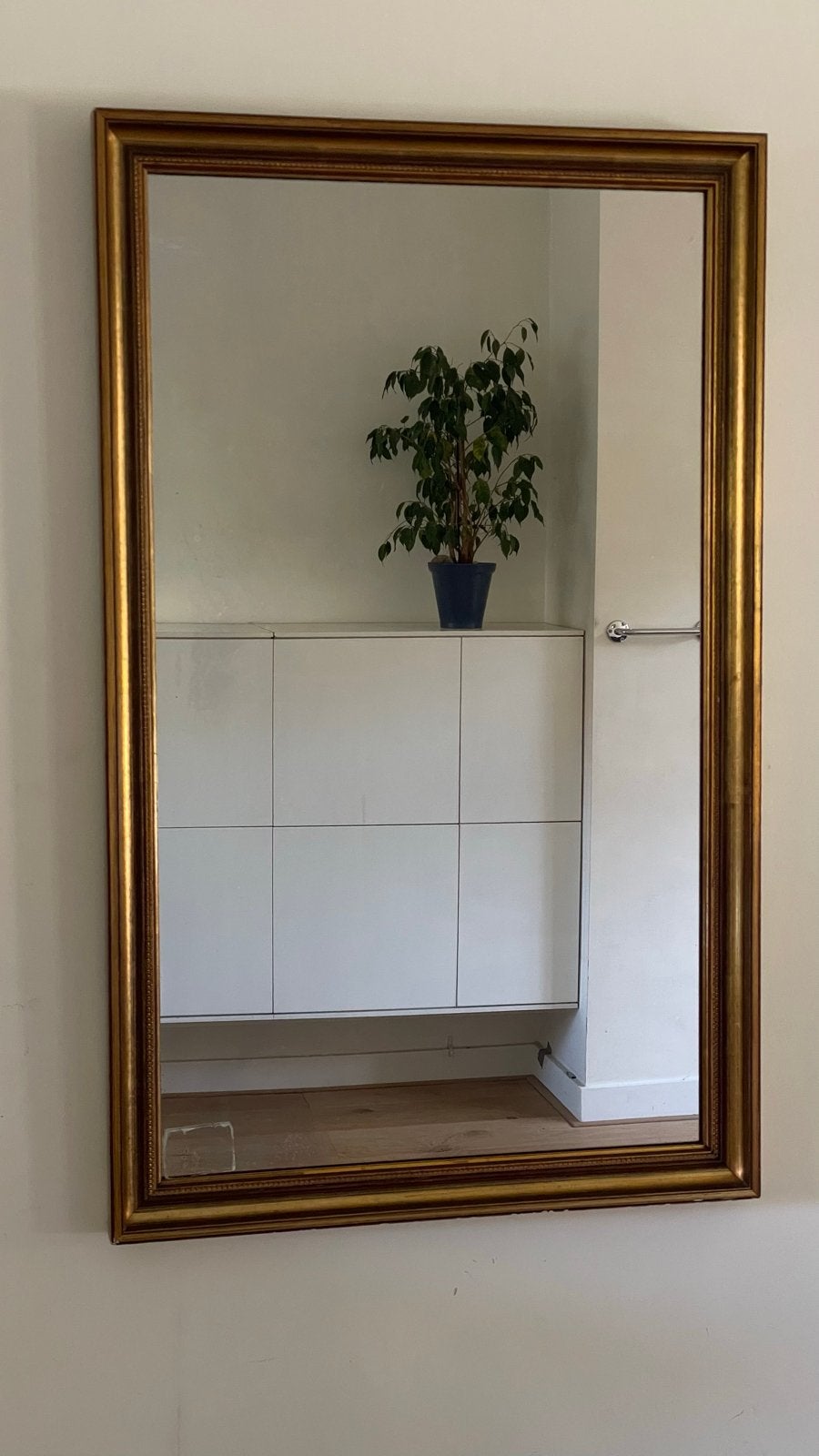Spiegel met bladgoud afwerking, Ophalen, Gebruikt, 100 tot 150 cm, Rechthoekig