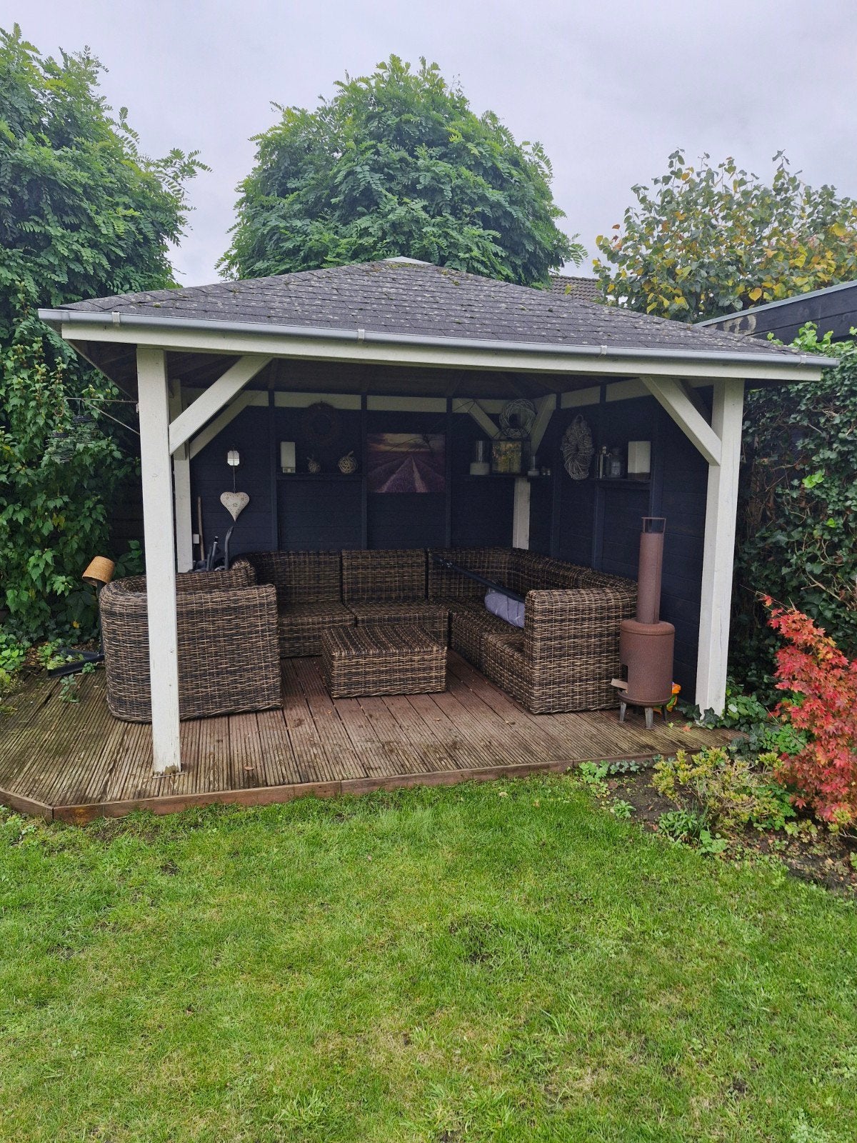 Mooie houten tuinpaviljoen met dak, Ophalen, Gebruikt, Tuinpaviljoen