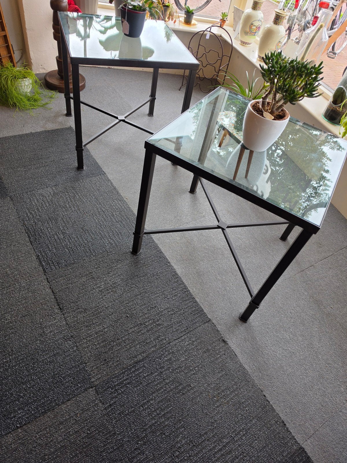 glazen tafels minimalistische design salontafels bijzettafel, Ophalen, Gebruikt, 50 tot 100 cm, Nv5