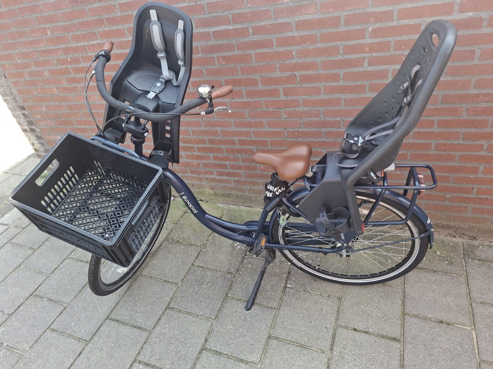 Fiets met kinderzitjes (voor en achter) en 3 versnellingen, Ophalen, Gebruikt, Popal