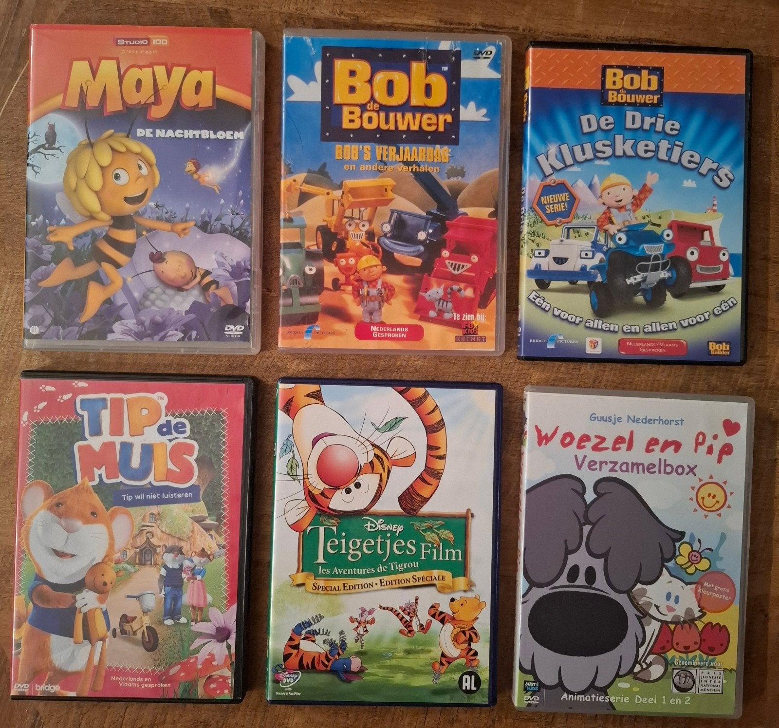 DVD's: Maya de Bij, Bob de Bouwer, Teigetje, Woezel en Pip, Gebruikt, Animatie, Verzamelbox, Alle leeftijden