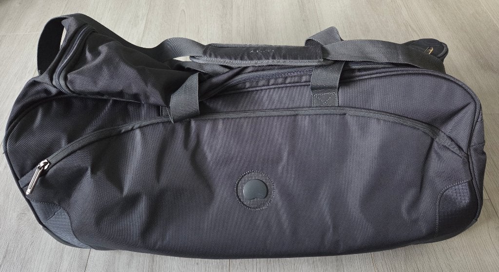 Luxe reistas / dufflebag Delsey met trekstang & wieltjes 78l, Uitschuifbare handgreep, 30 cm of meer, Blauw, Minder dan 35 cm