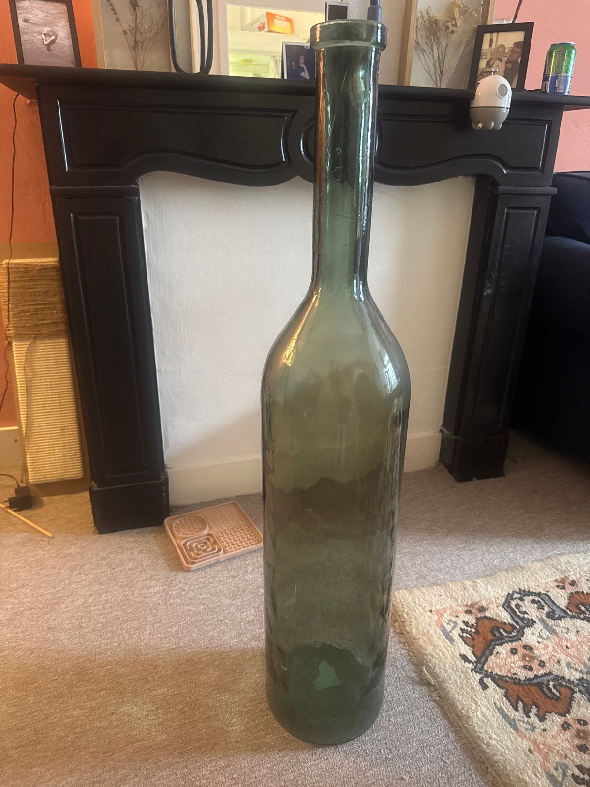 Grote groene glazen fles - decoratieve vaas, Ophalen