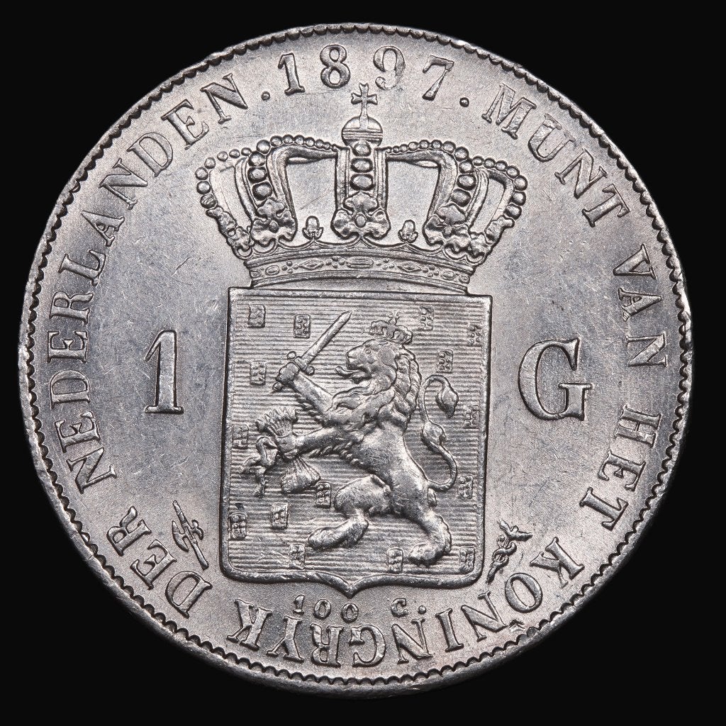 Gulden 1897. Pr., 1 gulden, Zilver, Ophalen of Verzenden, Koningin Wilhelmina
