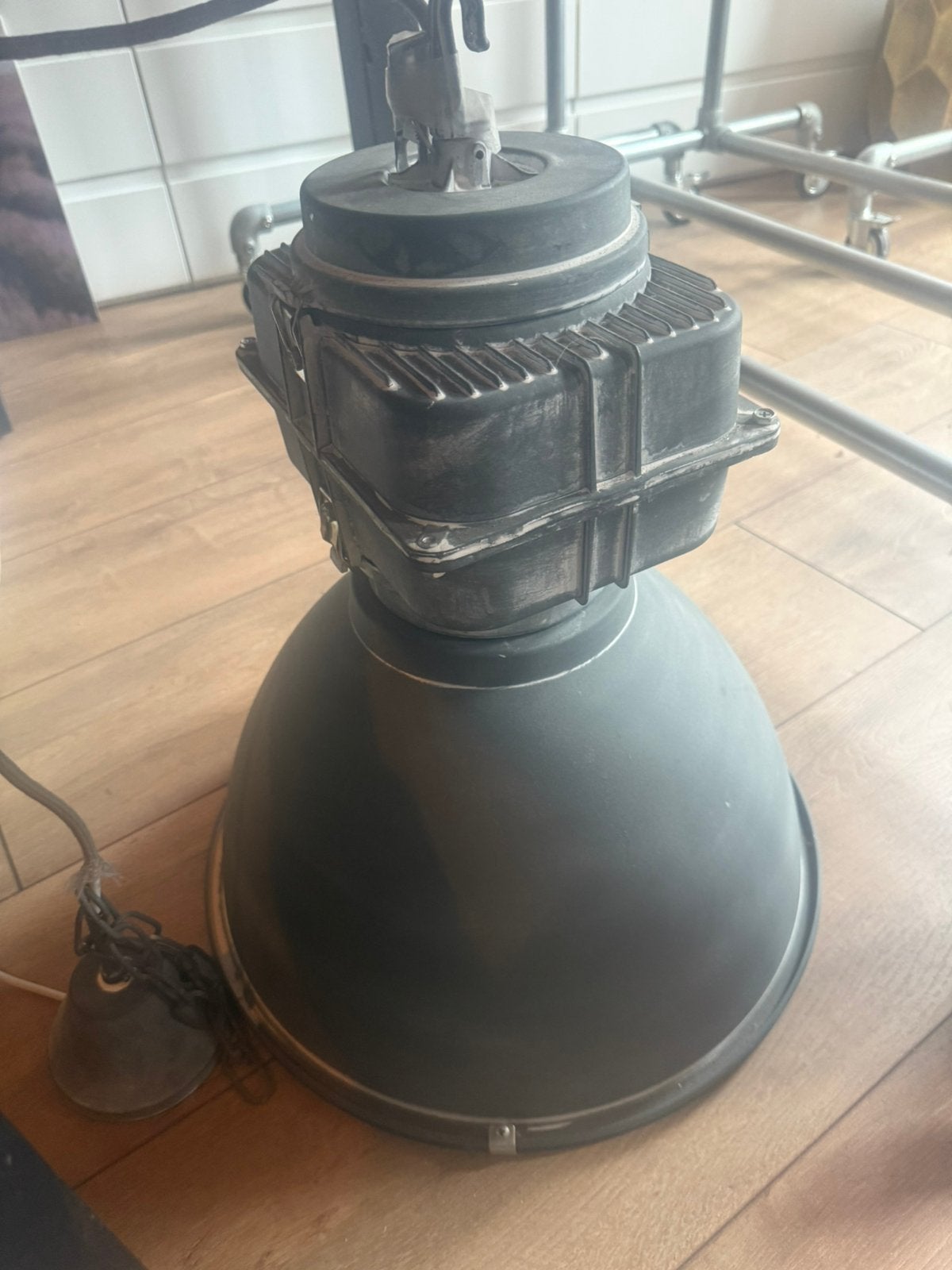 Industriele grijze betonlook palfond hanglamp, Ophalen, Gebruikt