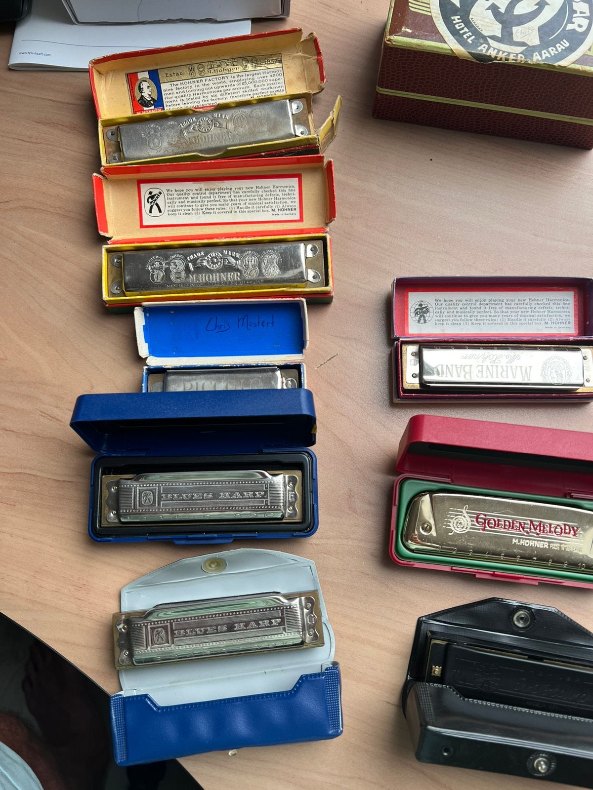 9 Hohner mondharmonica’s, Muziek en Instrumenten, Ophalen of Verzenden, Gebruikt, Overige typen, Met koffer of doosje
