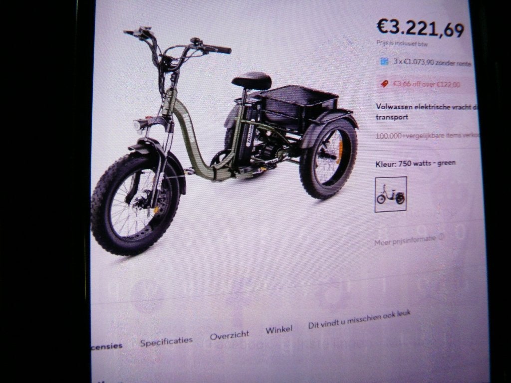 e trike fiets, Ophalen, Zo goed als nieuw