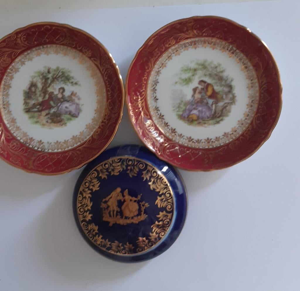 3 echte limoges schaaltjes puntgaaf, Ophalen of Verzenden