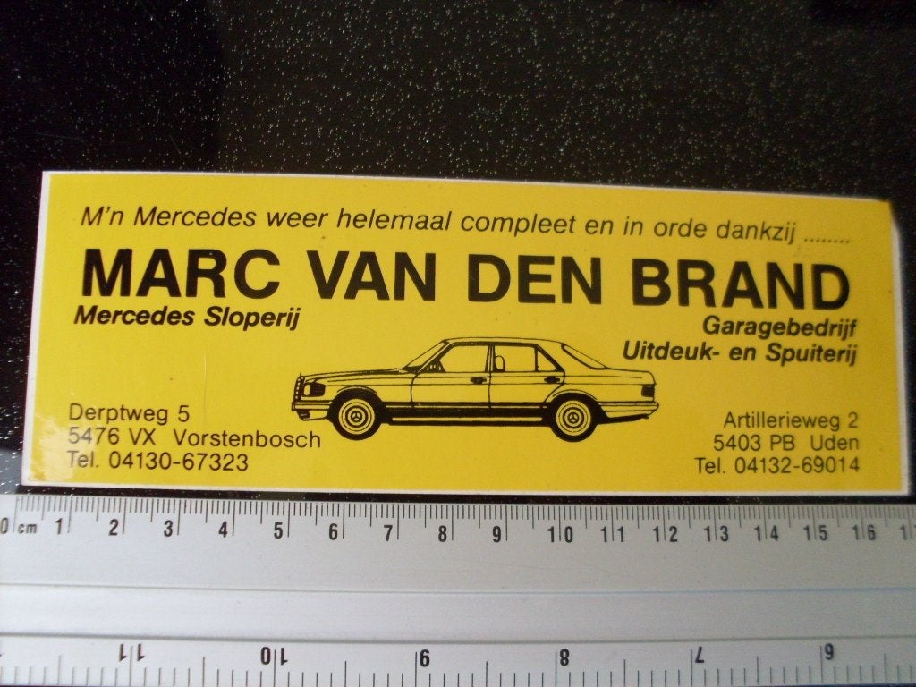 sticker Marc van den Brand mercedes sloperij vorstenbosch, Verzenden, Zo goed als nieuw, Bedrijf of Vereniging