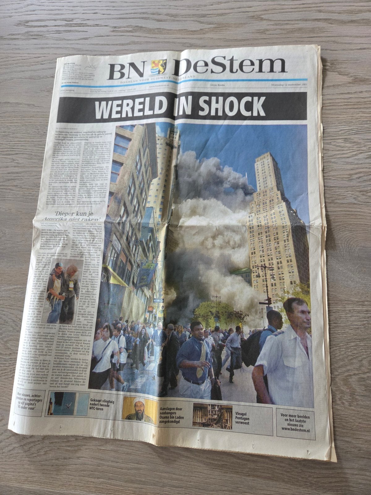 BN DeStem Krant 12 september 2001 - Wereld in Shock, Verzamelen, Ophalen of Verzenden