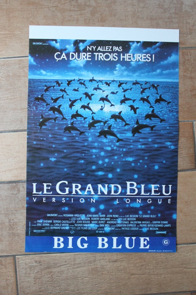 filmaffiche Le Grand Bleu 1988 Luc Besson filmposter, Rechthoekig Staand, Ophalen of Verzenden, Zo goed als nieuw, A1 t/m A3