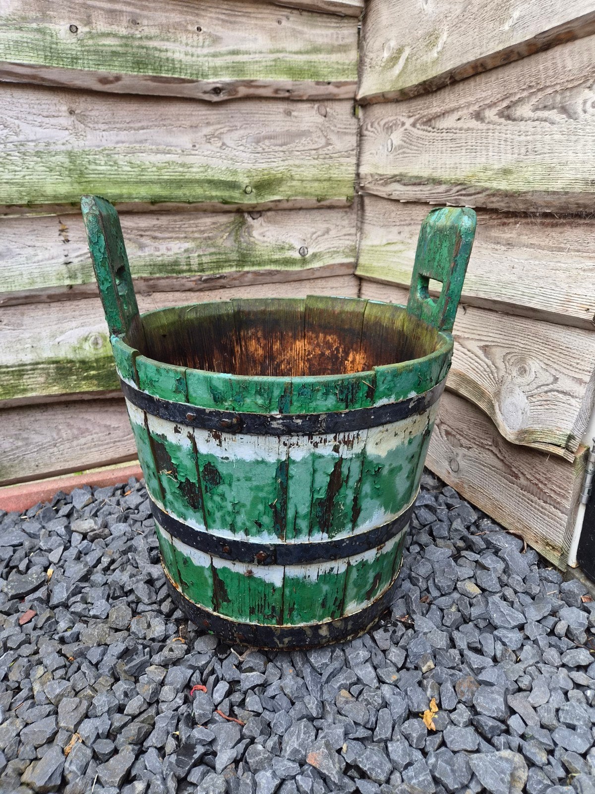 vintage antieke ton pot bloempot, Tuin en Terras, Bloembakken en Plantenbakken, Ophalen, Gebruikt, Minder dan 60 cm, Rond