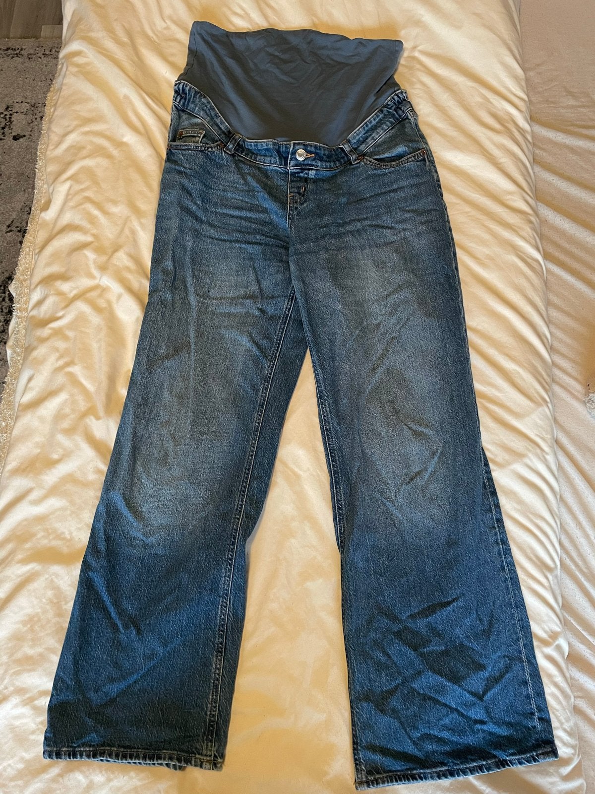 H&M MAMA Zwangerschapsjeans Maat M, Blauw, Gedragen, Broek of Spijkerbroek, Ophalen