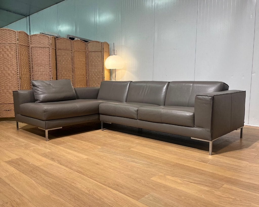 Design on Stock Aikon Hoekbank Taupe Leer Nieuwstaat, 250 tot 300 cm, Hoekbank, Design on Stock, Leer