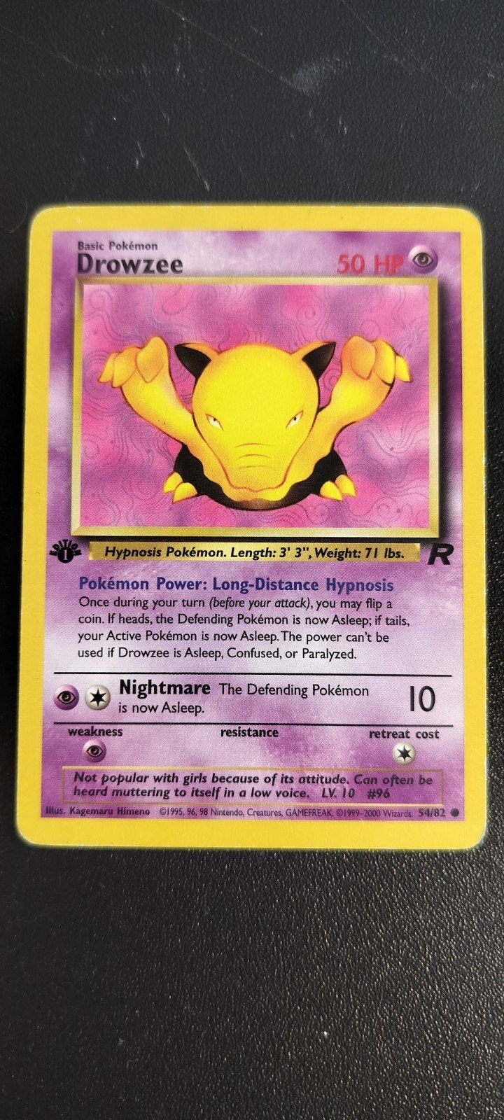 1st edition Rocket Drowzee, Ophalen of Verzenden, Gebruikt, Losse kaart