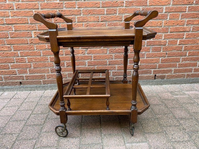 Antieke houten theewagen / serveerwagen, Ophalen, Gebruikt
