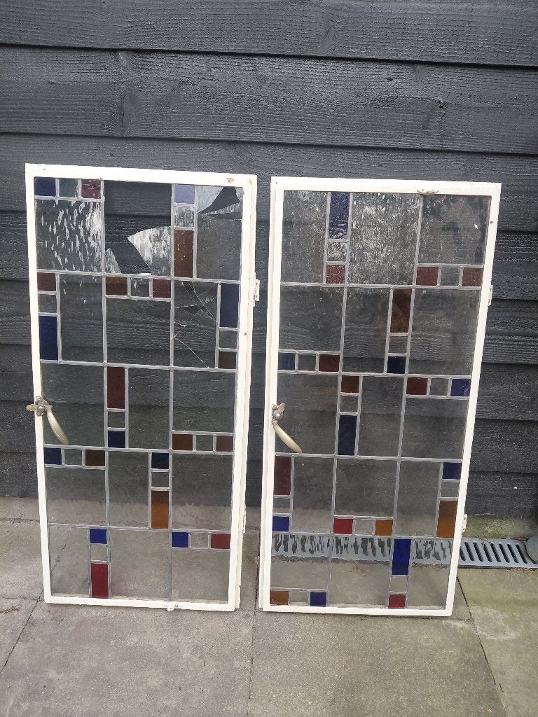 Glas in loodramen, Ophalen, Gevelraam of Ruit, Gebruikt, Minder dan 80 cm