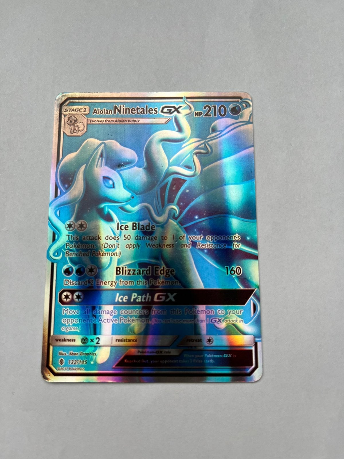 Pokémon Kaart - Alolan Ninetales GX 132/145 Full Art, Ophalen of Verzenden, Zo goed als nieuw