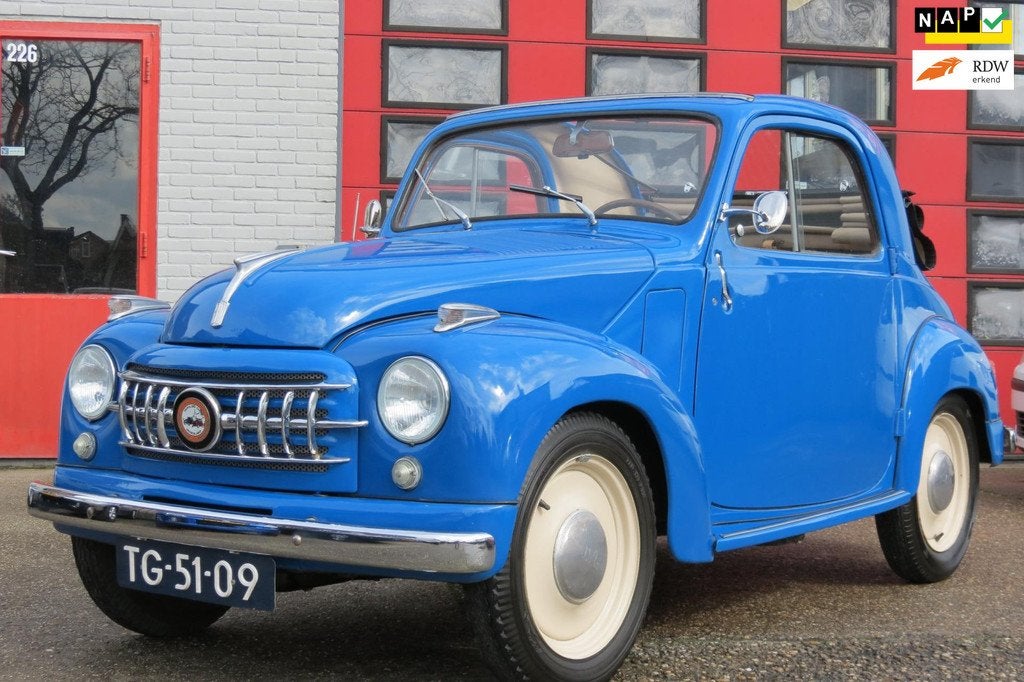 Fiat 500 C TOPOLINO Cabrio, Origineel Nederlandse Auto. BJ 1, 600 kg, 4 cilinders, Cabriolet, Blauw