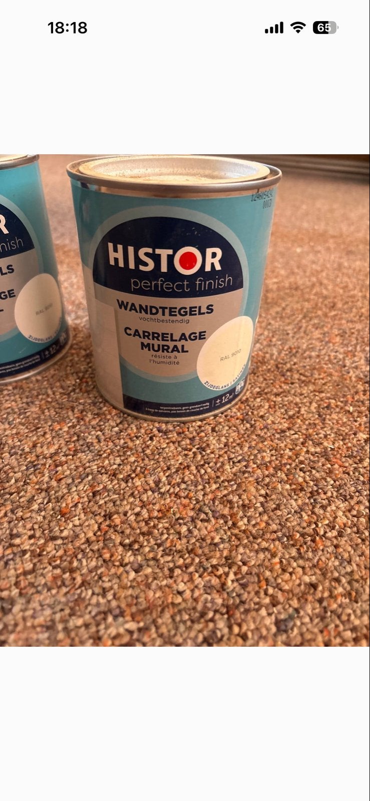 Histor Perfect Finish Wandtegels Verf - RAL 9010, Wit, Nieuw, Ophalen of Verzenden, Verf