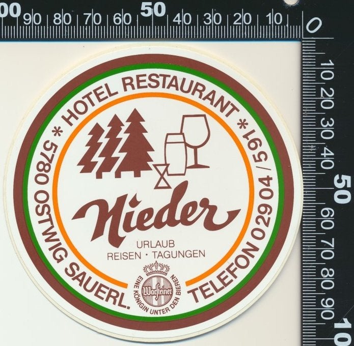 Sticker: Hotel Restaurant Nieder - Ostwig (2), Ophalen of Verzenden, Zo goed als nieuw, Bedrijf of Vereniging
