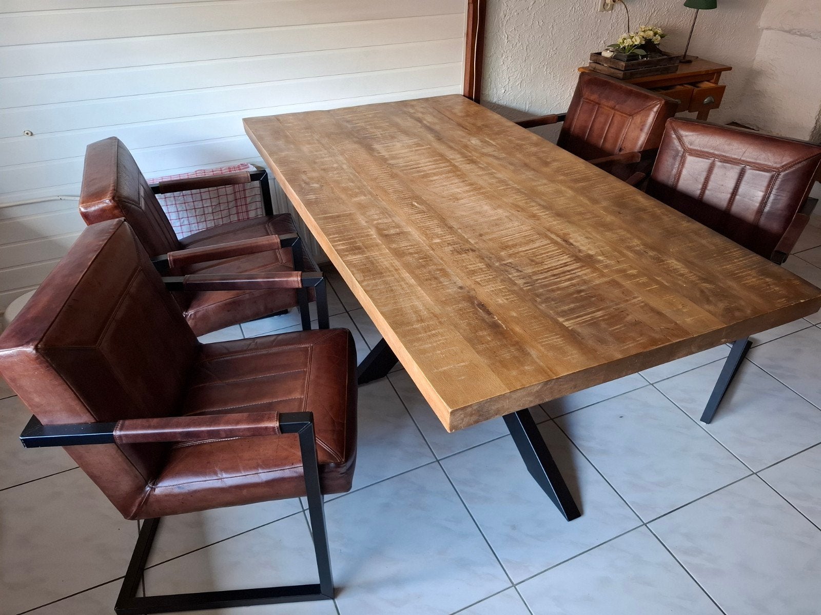 eethoek met 4 stoelen, Huis en Inrichting, Complete eetkamers, Ophalen, Gebruikt, Modern, 4 tot 6 stoelen