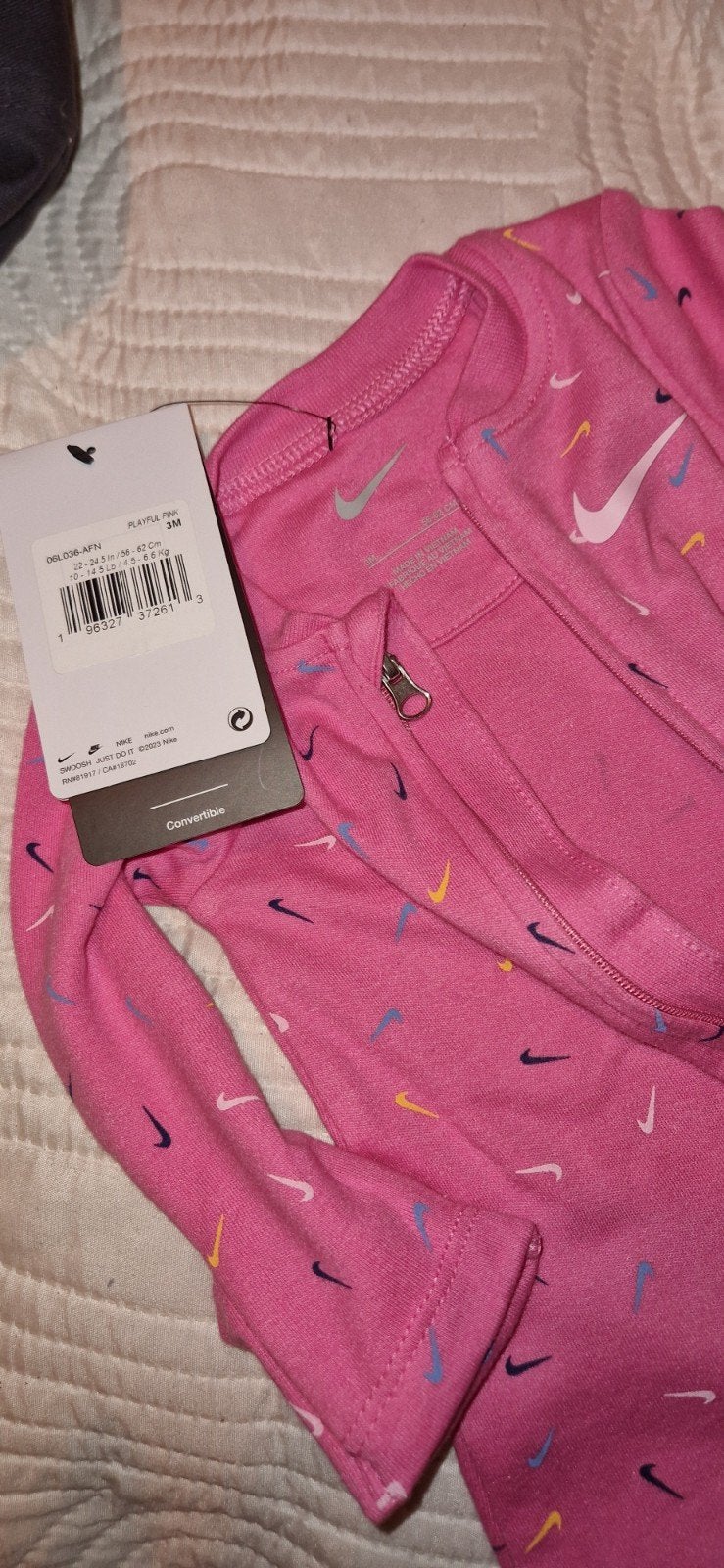 nike baby pyjama meisjes coverall jumpsuit boxpakje roze, Ophalen of Verzenden, Nieuw, Maat 62