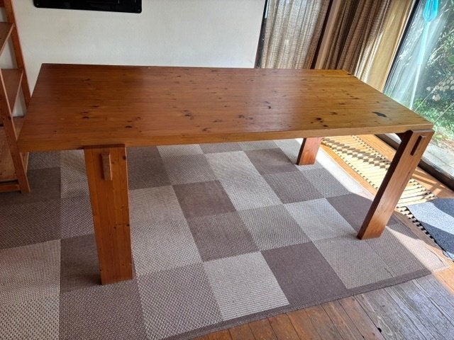 Vintage grenen bureau - Brutalistisch design (jaren 80), Ophalen, Overige typen, Gebruikt, 175 cm